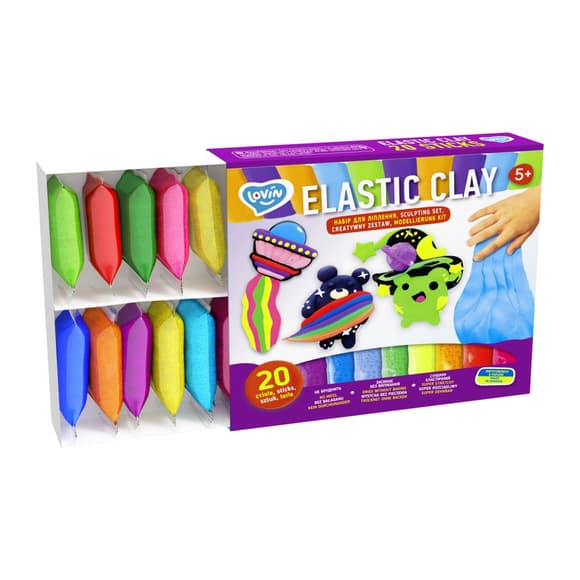 Набір для ліплення з повітряним пластиліном Elastic Clay 70140, 20 стиків