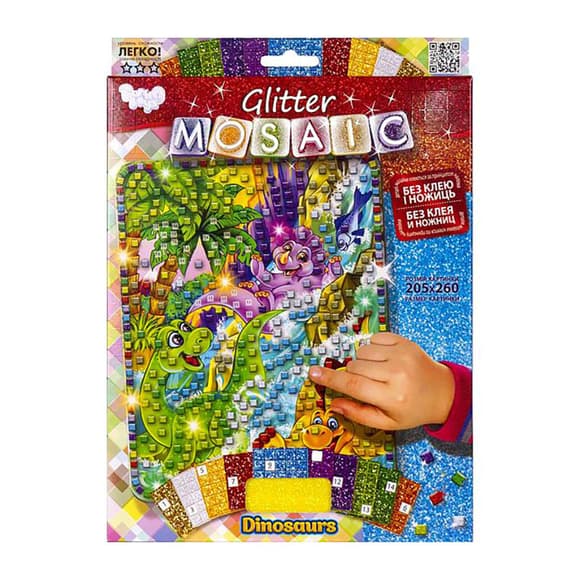 Креативна творчість "Glitter Mosaic Динозаври" БМ-03-09 блискуча мозаїка