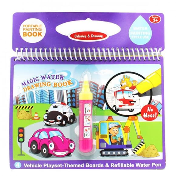 Книжка для рисования водой LT39 на пружине, картинки 4шт, маркер