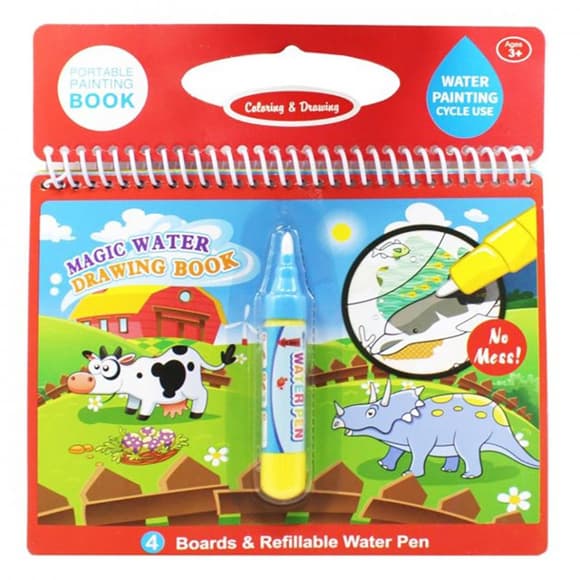 Книжка для рисования водой LT39 на пружине, картинки 4шт, маркер
