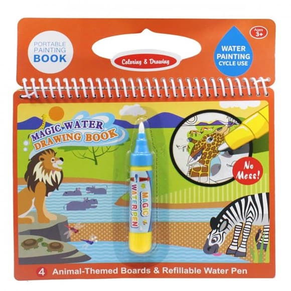 Книжка для рисования водой LT39 на пружине, картинки 4шт, маркер