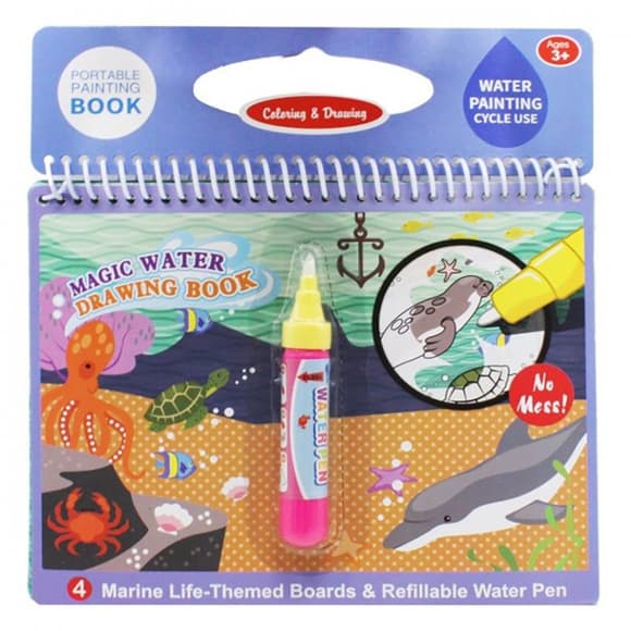 Книжка для малювання водою LT39 на пружині, картинки 4шт, маркер