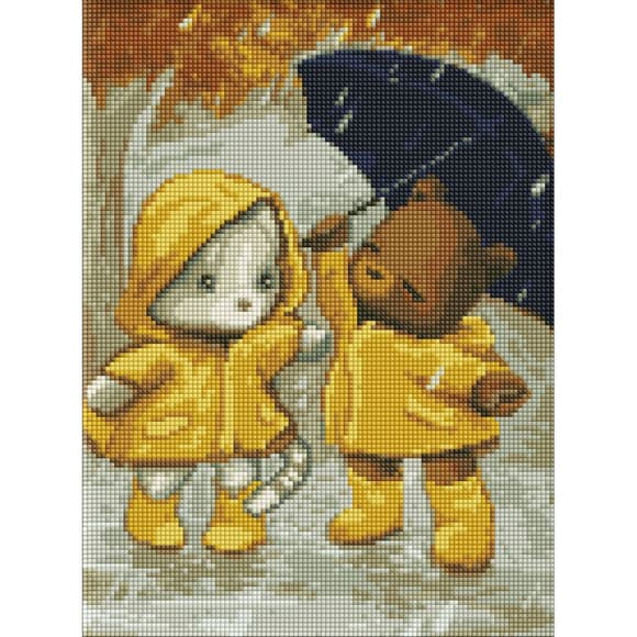 Алмазная мозаика без подрамника "Прогулка под дождем" AMC7741 30х40 см                             