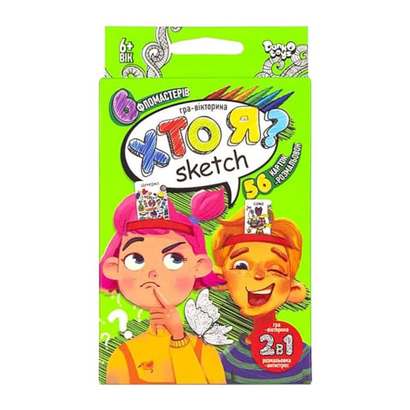 Розважальна та розвиваюча настільна гра "Хто Я? Sketch" HIM-06-01U з фломастерами