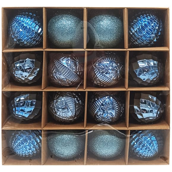 Набір ялинкових іграшок "Кулі" 6279-4/9 Блакитний, 16 шт