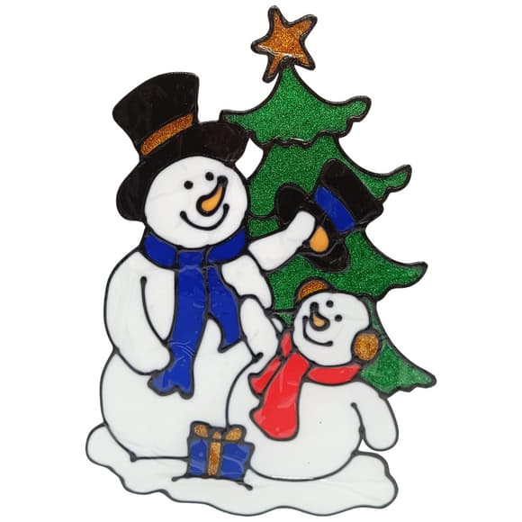 Силиконовая наклейка на стекло "Снеговики" 13-65-2, 25 х 30 см