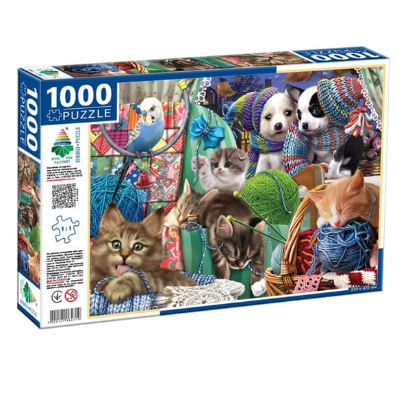Пазл классический "Щенки и Котята" 84719, 1000 элементов