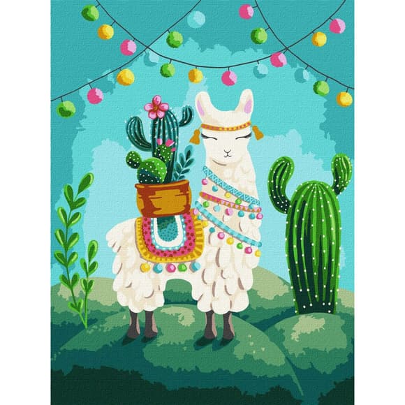 Набор картин по номерам 2 в 1 "Девушка-агент" 40х50 KHO2551 и "Веселая лама" 30х40 KHO5069