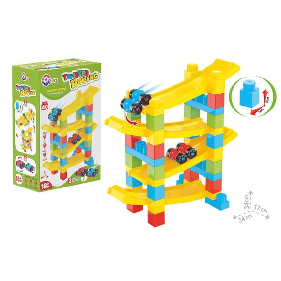 Дитячи й конструктор "Закручені гонки" 9581TXK з машинками