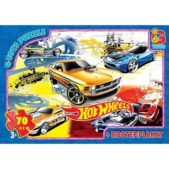 Пазлы детские "Hot Wheels" FW704, 70 элементов