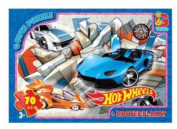 Пазлы детские "Hot Wheels" FW772, 70 элементов