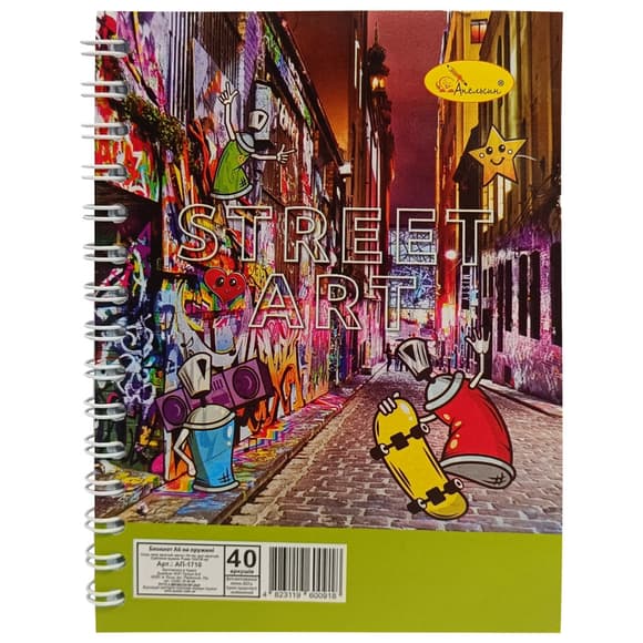 Блокнот А6 АП-1710, 40 аркушів, пружина збоку