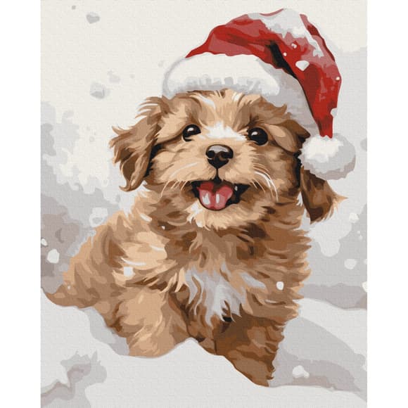 Картина за номерами "Засніжене цуценя" BS53838, 40х50 см