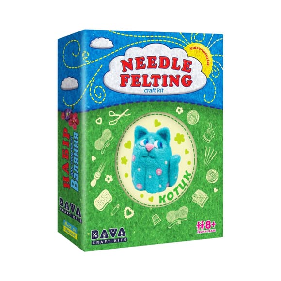 Набор для творчества "Голубой котик" ВАЛ-002 валяние игрушки