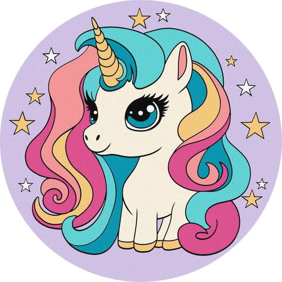 Картина за номерами "Неперевершена єдиноріжка" KHO-R1043 діаметр 19 см