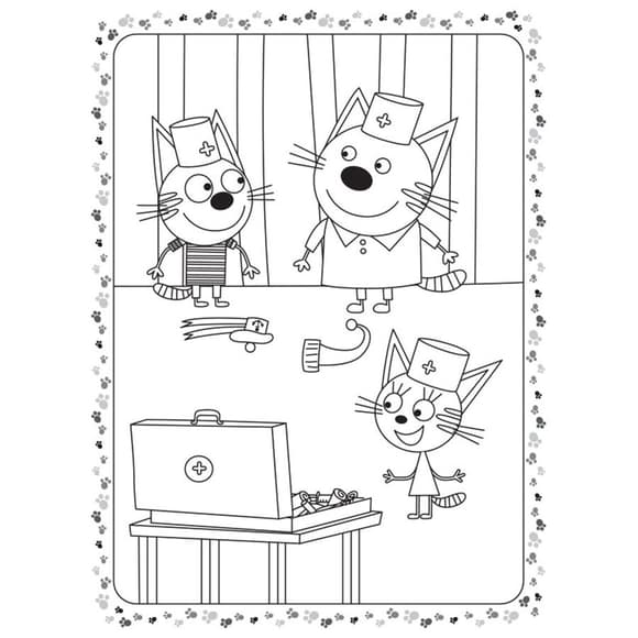 Розмальовка для дітей Три кота "Гра в лікаря" 1163011 кольоровий штрих