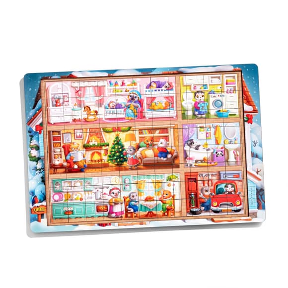 Пазл дитячий дерев'яний "Котячий будинок" (ПСД249) PSD249, 176 елементів