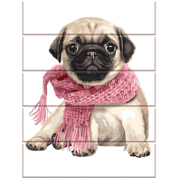 Картина за номерами по дереву "Мопс" ASW240 30х40 см  