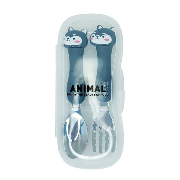 Детский набор ложка и вилка "Кот черный" MGZ-0102(Cat-Black) в футляре