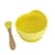 Силіконова тарілка на присосці з дерев'яною ложкою MGZ-0103(Yellow) 300 мл