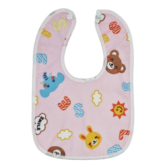 Дет ский тканевой слюнявчик MGZ-0600(Pink) на кнопке