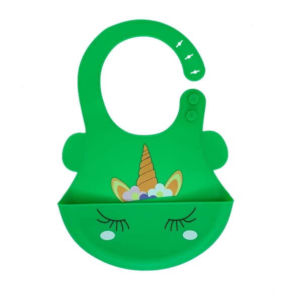 Слинявчик силіконовий "Єдиноріг" MGZ-0615(Green) з кишенею