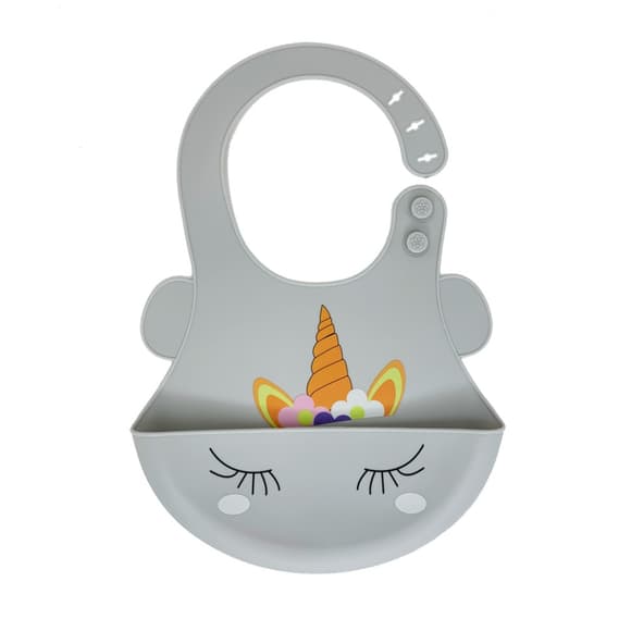 Слинявчик силіконовий "Єдиноріг" MGZ-0615(White) з кишенею