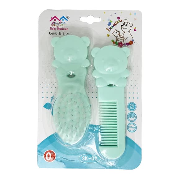 Набір дитячий гребінець і щітка "Ведмедик" MGZ-0711(Turquoise) бірюзовий