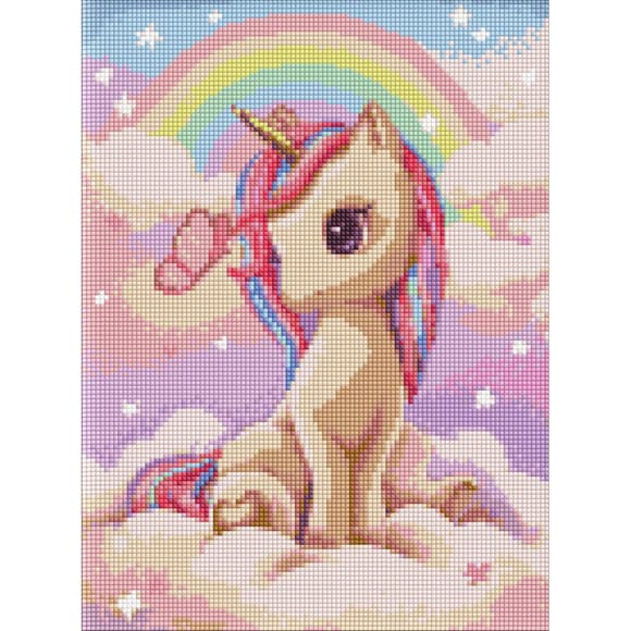 Алмазна мозаїка "Допитлива одноріжка" з АВ стразами AMO7631 30х40см