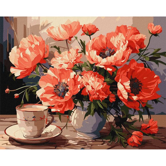 Картина за номерами "Букет із маками" KHO3263 40х50см                                             