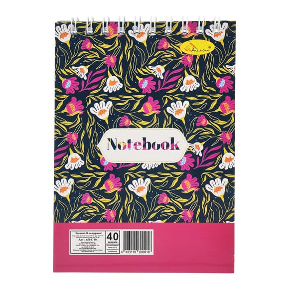 Блокнот для записів АП-1711 А6, 40 аркушів, пружина зверху