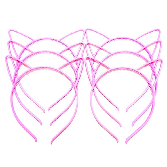 Набір дитячих обручів для волосся Вуха рожеві 0106-204-1, 12 шт