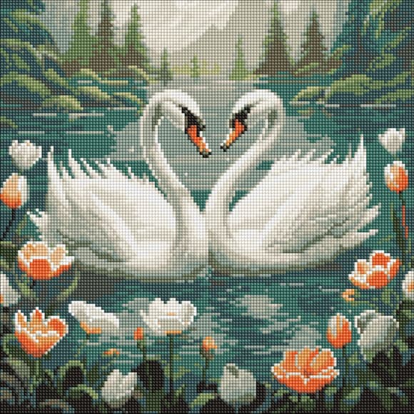 Алмазная мозаика "Лебединая верность" AMO7964 40х40см