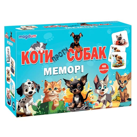 Настольная детская игра Мемори «Коты против собак» ME5032-24, 48 карточек 