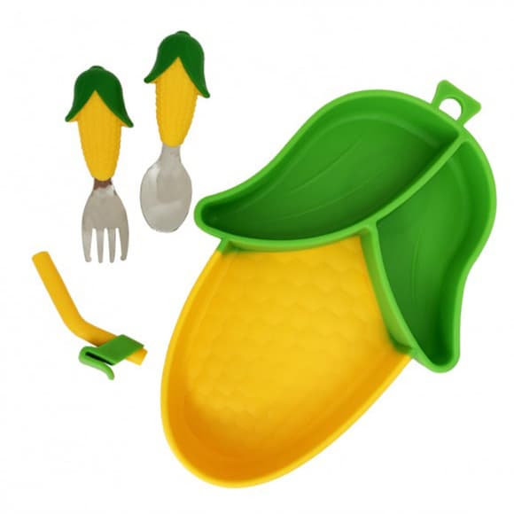 Силиконовая тарелка с приборами "Кукуруза" MGZ-0124