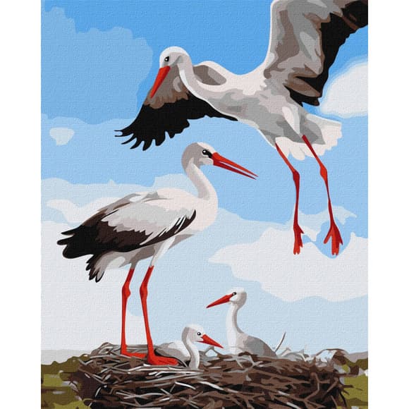 Картина за номерами "Сім'я лелек" KHO6603 40х50 см