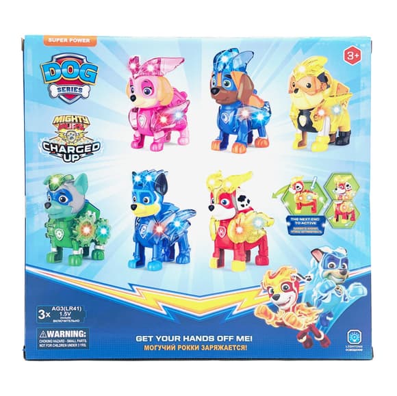 Игровой набор Щенячий Патруль PH038, 6 светящихся фигурок и нагрудный значок