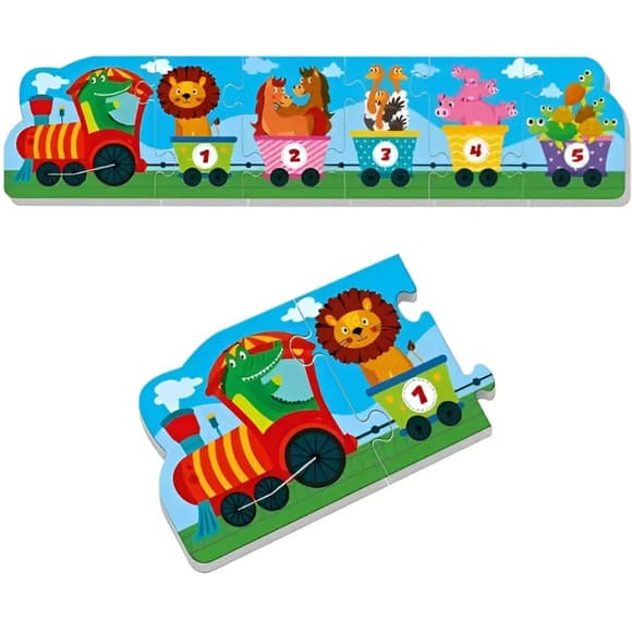 М'які розвиваючі бебі пазли "Веселий потяг" VT1106-95, 6 пазлів 