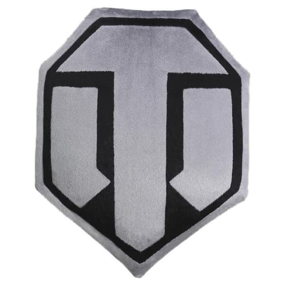 Подушка декоративна лого гри "World of Tanks" WG043334 семикутна, сіро-чорна