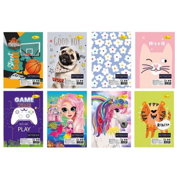 Блокнот детский А7 АП-1715 на пружине 72 листов, ассортимент