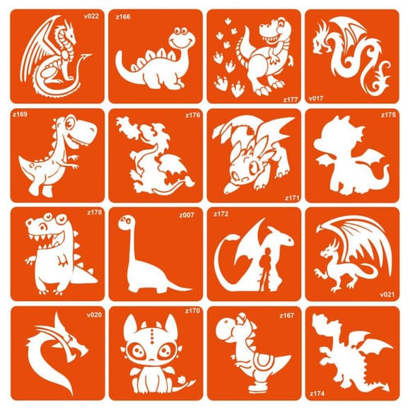 Набор трафаретов для био-тату "Dinosaurs" dinosaurs-16