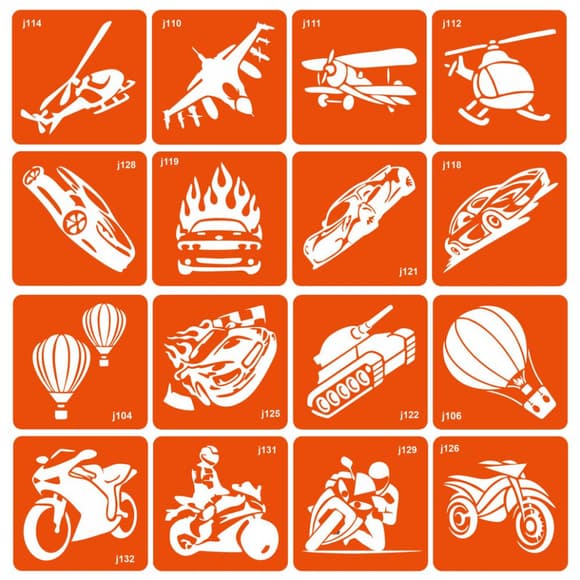 Набор трафаретов для био-тату "Transport" transport-16