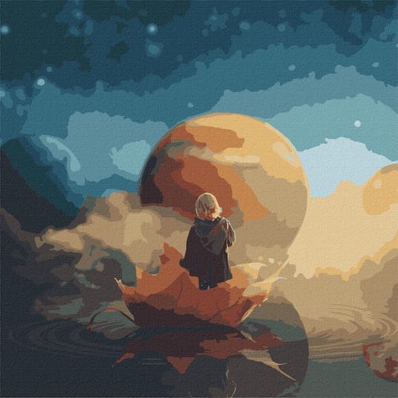 Картина по номерам "Космическая прогулка" KHO9547 с красками металлик 50х50 см