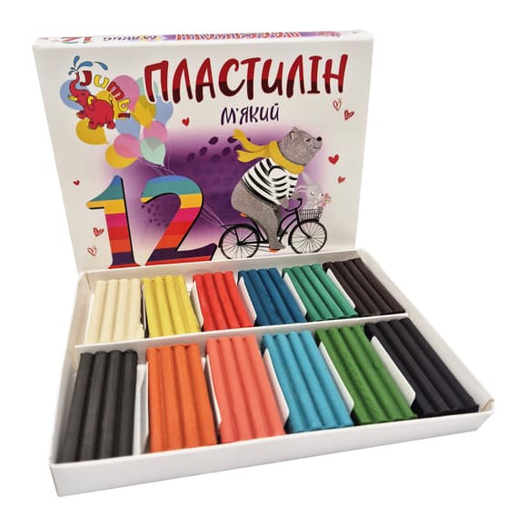 Дитячий м'який пластилін КТ 230604, 12 кольорів  