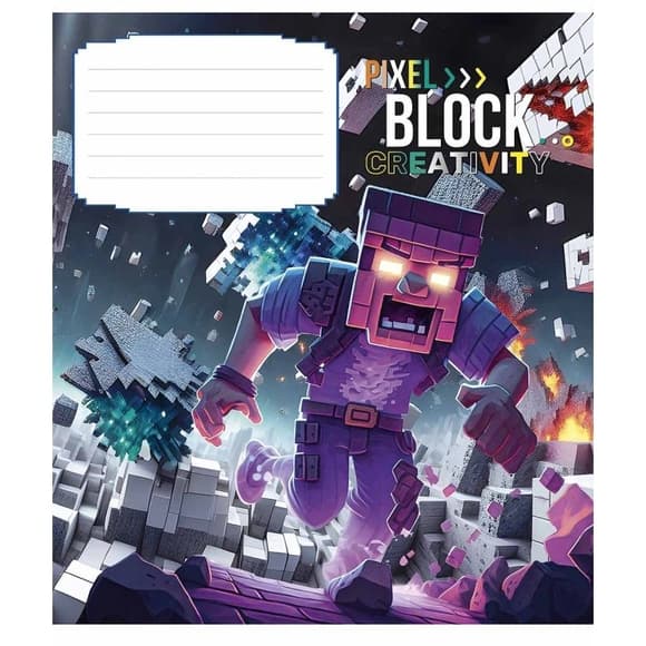 Зошит учнівський "Pixel Block" 012-3407L-2 в лінію, 12 аркушів 