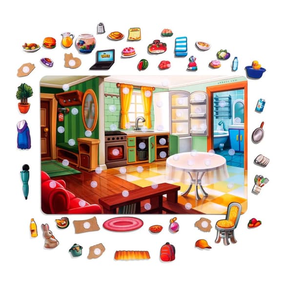 Деревянный пазл-вкладыш "Наведи порядок в комнате и накорми Ваню" (ПСД271) PSD271