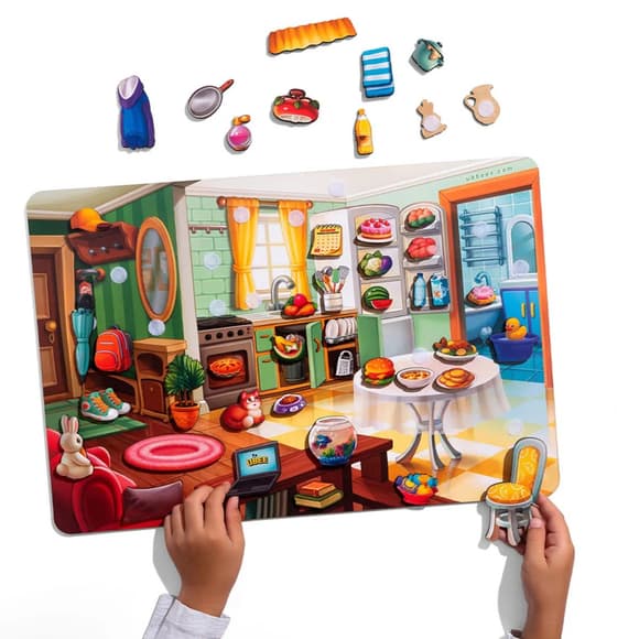 Деревянный пазл-вкладыш "Наведи порядок в комнате и накорми Ваню" (ПСД271) PSD271