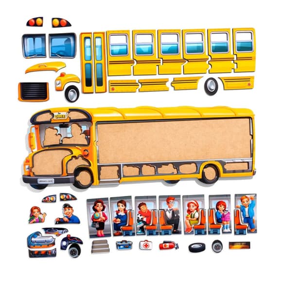 Деревянный пазл-вкладыш "Школьный автобус" (ПСД270) PSD270