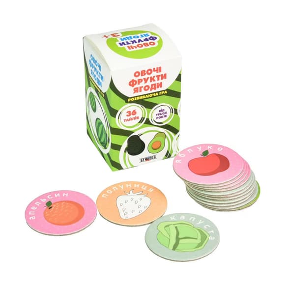 Развивающая настольная игра «Овощи, фрукты, ягоды» 30772, 36 карточек