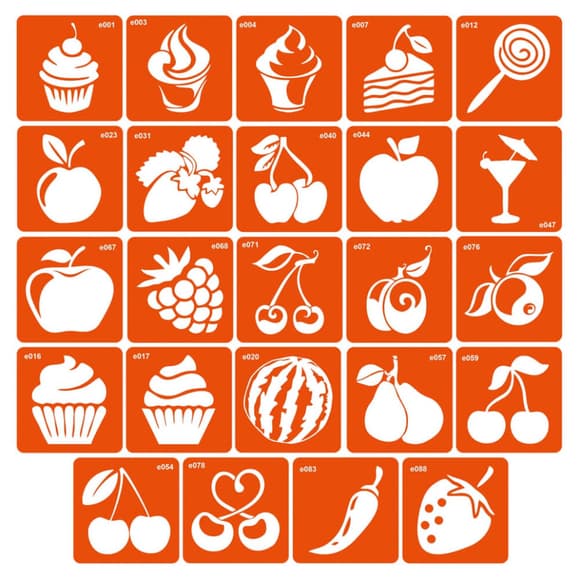 Набор трафаретов для био-тату «E - еда» e-simple_24_1           